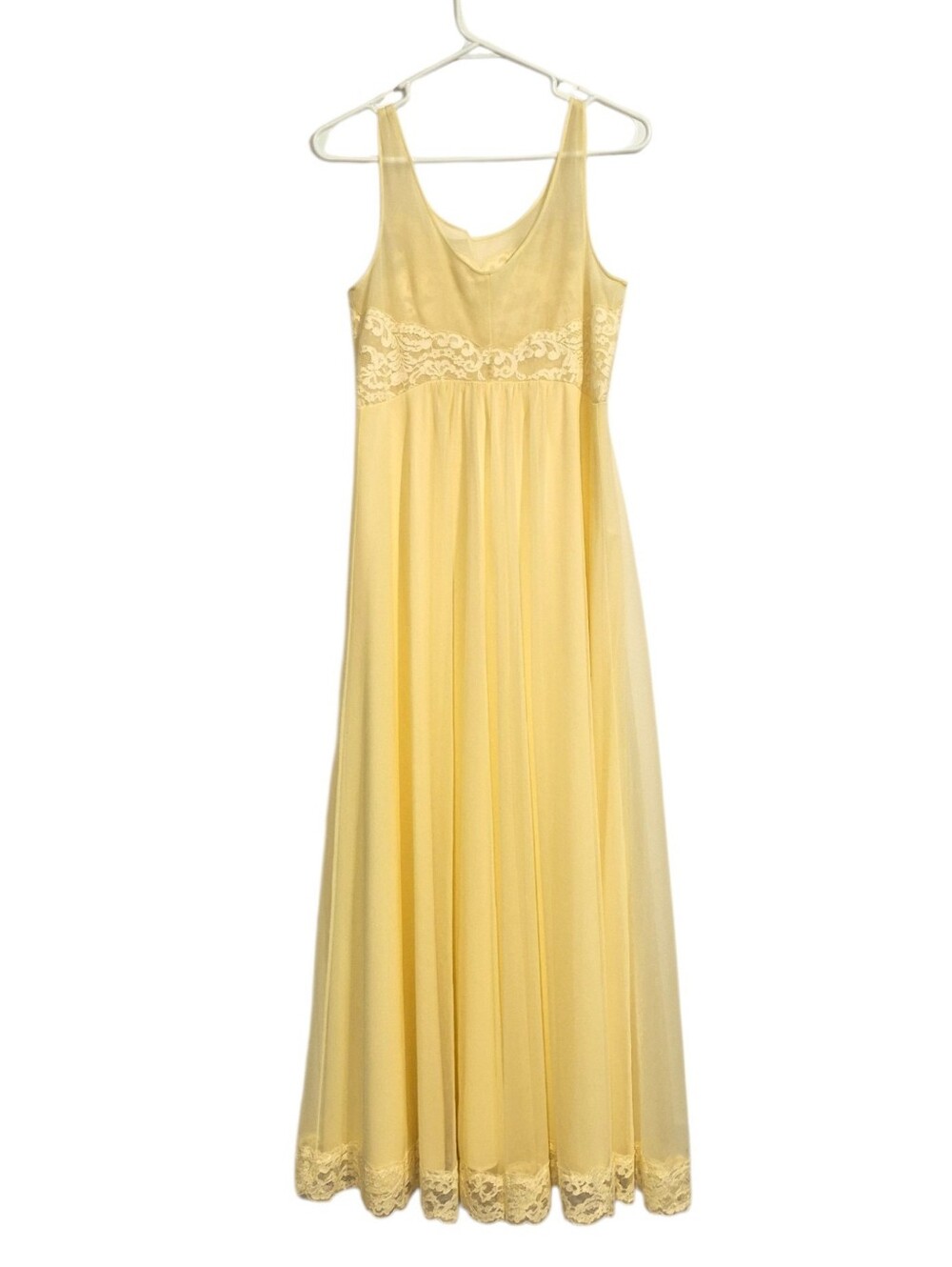 Vintage Shadowline Yellow Lace Peignoir Robe And Negligee Set - Small - Picture 4 of 10